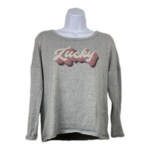 Vintage Lucky Brand Womens Long Sleeve Tee Shirt Size M Retro Grunge Lightweight